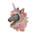 Cute unicorn brooch pin with colorful enamel and sparkling rhinestones for women fashion. - Pink Purple