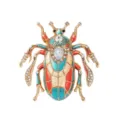 Vintage crystal beetle brooch pin, elegant rhinestone insect enamel clothing accessory. - Colorful