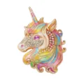 Cute unicorn enamel brooch pin with sparkling rhinestones, stylish gold fashion accessory. - Multicolor
