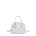 Bolso de mano blanco para mujer en forma de cúpula con pequeñas estrellas y correa dorada. - Blanco