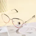 Metal cat eye anti-blue light glasses frame vintage optical eyewear for women detail - Photochromic Anti-Blue Light Style / Black and Red