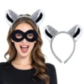 Cerchietto con orecchie di procione e maschera nera per festa in costume cosplay di halloween - Fascia da Procione (Singola)