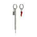 Boucles d'oreilles pendantes chili asymétriques ton argent multi-chaînes gland bijoux - Boucles d'Oreilles à Franges Piment (ZW1694)