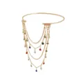 Gold-tone multi-strand arm cuff with colorful gemstone charms, stylish body jewelry for women - Colorful Rhinestone (ZW1123-1)