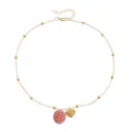 Gold-plated clavicle necklace with sweet pink raspberry pendant and cute heart charm for daily wear. - Heart (ZW1445 1#) / Gold