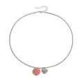 Sweet pink raspberry ball pendant necklace silver clavicle chain fashion cute jewelry variant - Heart (ZW1445 4#) / Steel