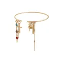 Gold-tone metal arm cuff bracelet with cross and star charms for women summer daily wear. - Cross Design (ZW1113-2)