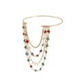 Gold-tone multi-strand arm cuff with colorful gemstone charms statement upper arm bracelet for women - Colorful Rhinestone (ZW1113-3)