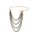 Gold-tone multi-layer chain armlet with black beaded tassels, stylish upper arm jewelry. - Black Beads (ZW1136-1)
