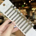 Transparent acrylic duckbill hair clip detail view showing clear texture and gold lettering. - 10 Pieces/Pack / Transparent Silver
