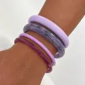 Stackable purple resin bangles set, colorful glossy acrylic fashion bracelets for women. - Purple 4-Piece Set
