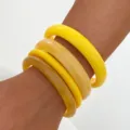 Colorful translucent resin stackable bangles smooth glossy finish fashion women jewelry - Yellow 4-Piece Set