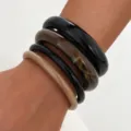 Stacked resin bangles set, chic translucent acrylic thick and thin bracelets for women. - Mixed Color 4-Piece Set