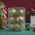Christmas glitter baubles set of 6 hollow hanging decorative balls for holiday tree party decor - 6 Pieces Set / Gold