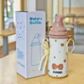 Jolie bouteille isotherme pour enfants en acier inoxydable avec chapeau de lutin. - 600ml / Marron