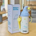 Bouteille isotherme mignonne en acier inoxydable pour enfants avec chapeau de lutin magique. - 600ml / Bleu