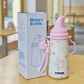 Bouteille isotherme mignonne avec couvercle chapeau elfe rose, tasse inox pour enfants et étudiants - 600ml / Rose