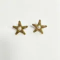 Gold stainless steel French pearl starfish earrings, elegant niche design jewelry for women. - Starfish Shape / Gold