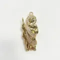 Detailed close-up of gold plated saint pendant with micro inlaid colorful zirconia stones. - Pendant Only (Without Chain) / Pink