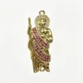 18K Gold Plated Religious Saint Pendant DIY Zircon Jewelry Necklace Bracelet Accessory - Pendant Only (Without Chain) / Rose Red