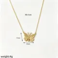 Exquisite gold butterfly necklace with delicate chain, stylish fashion jewelry accessory. - Necklace / Gold