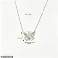 Silver butterfly pendant necklace with delicate chain, elegant clavicle chain jewelry for women. - Necklace / Silver