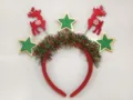 Weihnachtshaarreif mit niedlichen Renntieren und bunten Glitzersternen für Party. - Rentier Grüner Stern