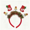 Weihnachten Haarreif Lametta rot gruen Party festlich Haarschmuck Kopfbedeckung Deko - Socke Glocke