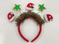 Weihnachten Haarreif grüner Stern rote Mütze Lametta festliche Party Haarschmuck Deko - Weihnachtsmütze Grüner Stern