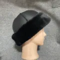 Bonnet docker en peau de mouton noire avec revers en peluche, chapeau rétro chaud hiver. - M (56-58cm) / Coupe régulière / Noir