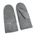 Cozy winter warm shearling women mittens grey plush thick cold-weather handwear stylish - Mittens / Gray