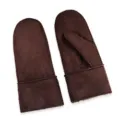 Brown faux shearling winter warm mittens, soft plush lined cozy thick gloves for women. - Mittens / Coffee