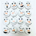 Natale bianco rotondo pupazzo di neve ornamenti da appendere set con faccine simpatiche. - 16 Pezzi/Confezione