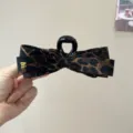 Pince a Cheveux Noeuds Imprime Leopard Accessoire Coiffure Retro Elegant Pour Femme - Pince Nœud Léopard Café