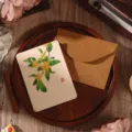Hermosa tarjeta de felicitación vintage de estilo chino con ilustración floral y sobre. - Estilo Osmanthus / Tamaño Grande