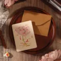 Tarjeta de felicitación estilo chino vintage con diseño de loto acuarela y sobre. - Estilo Lotus Koi / Tamaño Grande