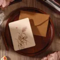 Vintage Chinese style greeting card with botanical ink illustration and kraft envelope. - Reed Style