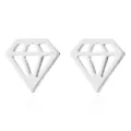 Boucles d'oreilles clous évidées en forme de diamant en acier inoxydable, détail bijoux modernes. - Acier