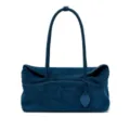 Blue suede shoulder bag for women, vintage underarm tote bag, stylish pillow bag. - L / Blue