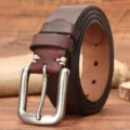 Ceinture homme cuir veritable vintage boucle ardillon marron jean ceinture longueur 105cm - 105cm / Café