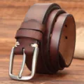 Ceinture Homme Cuir Veritable Marron Boucle Ardillon Metal Pour Jean Casual Variant - 105cm / Brun Rouge