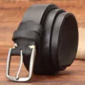 Ceinture homme en cuir véritable noir vachette boucle ardillon jean mode affaires - 105cm / Noir
