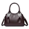 Sac à main femme en cuir marron foncé, élégant sac porté épaule bandoulière quotidien. - Marron