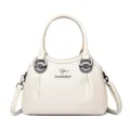 Sac à main élégant en cuir blanc pour femmes, sac bandoulière et porté épaule. - Blanc Cassé