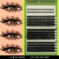 Set de pestañas en racimo individuales DIY con varias longitudes de 10 a 16mm para un look natural. - Pestañas Segmentadas (F1X+30+40+50PZ) / 10-16mm