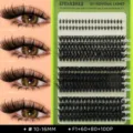Set de pestañas postizas en racimo DIY con longitudes mixtas de 10-16mm para volumen denso. - Pestañas Segmentadas (F1X+60+80+100PZ) / 10-16mm