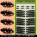 Kit de pestañas postizas en racimo individuales y pestañas inferiores para extensiones DIY. - Pestañas Inferiores de Columna Segmentadas (Pequeña Columna X-60+80+100PX)
