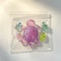Crystal Turtle Decompression Squeeze Toy Set, Translucent Colorful Miniature Turtles Variant - PVC Bag (No Header Card) / Turtle Family [Purple]