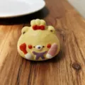 Cute bear bread squishy toy detail view, slow rebound stress relief toy, soft PU decompression. - Cute Dumpling