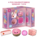 4 pcs squishy fun box sensory toys set cute pink stress relief toys for kids and adults - 4-Piece Cute Soft Toy Box [Style A]